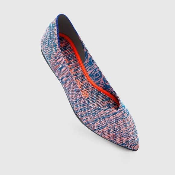 Rothy\'s The Point Turquoise Melange size 8.5 Like New Blue Pink Teal Neon Flats